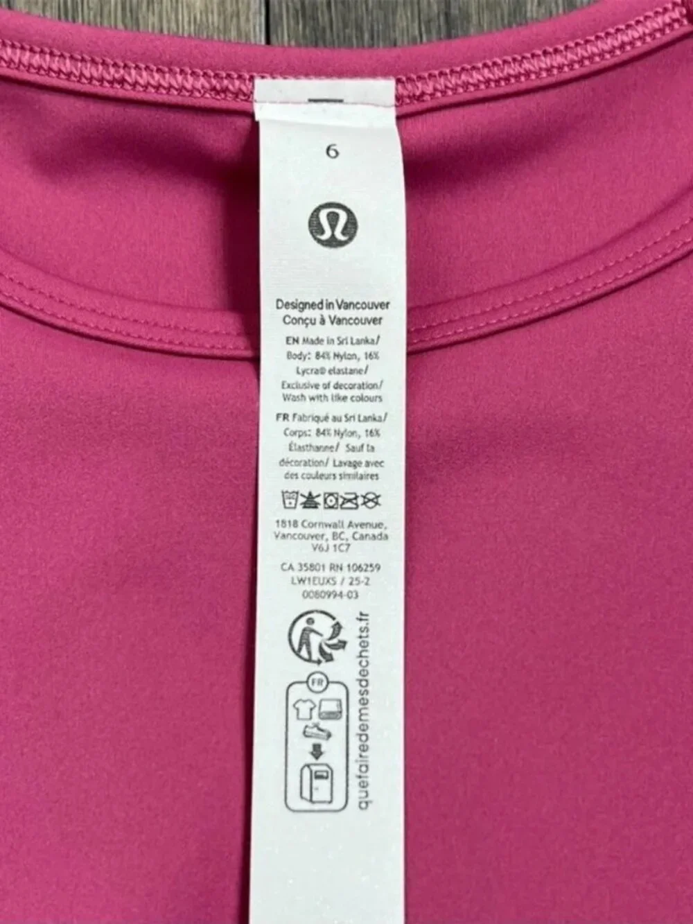 Lululemon NWT Nulux Racerback Cropped Run Tank Top Washed Mauve